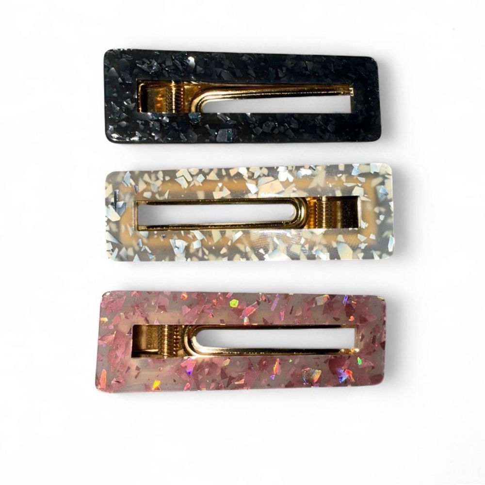 Elegant Hair Clip Set - Black, Cream, Pink